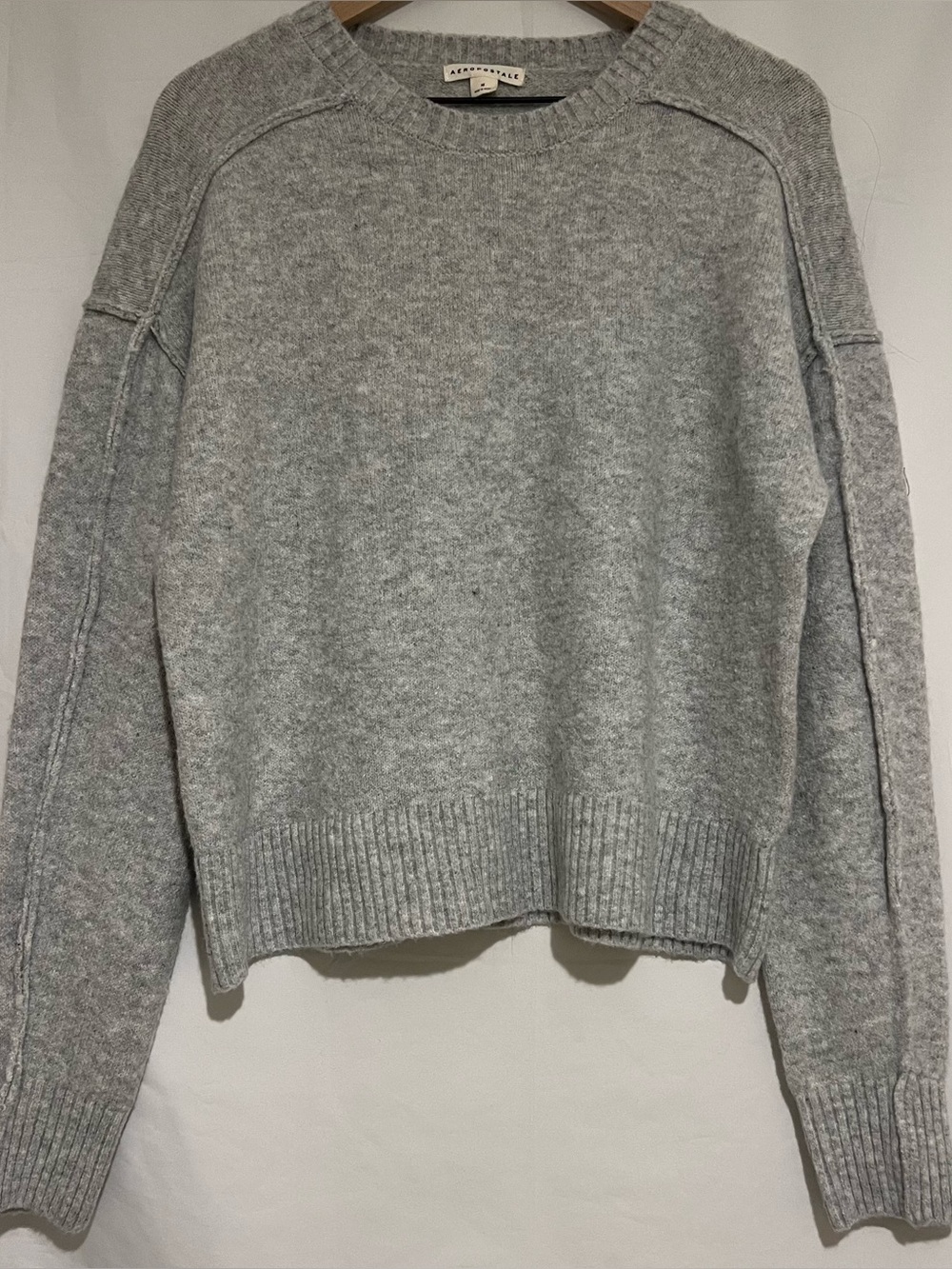 Aeropostale Grey Fuzzy Oversized Sweater